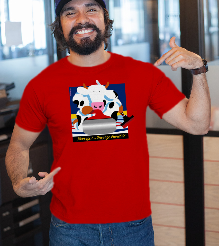 Hurry Hurry Herd Cow Curling Sweep T-Shirt