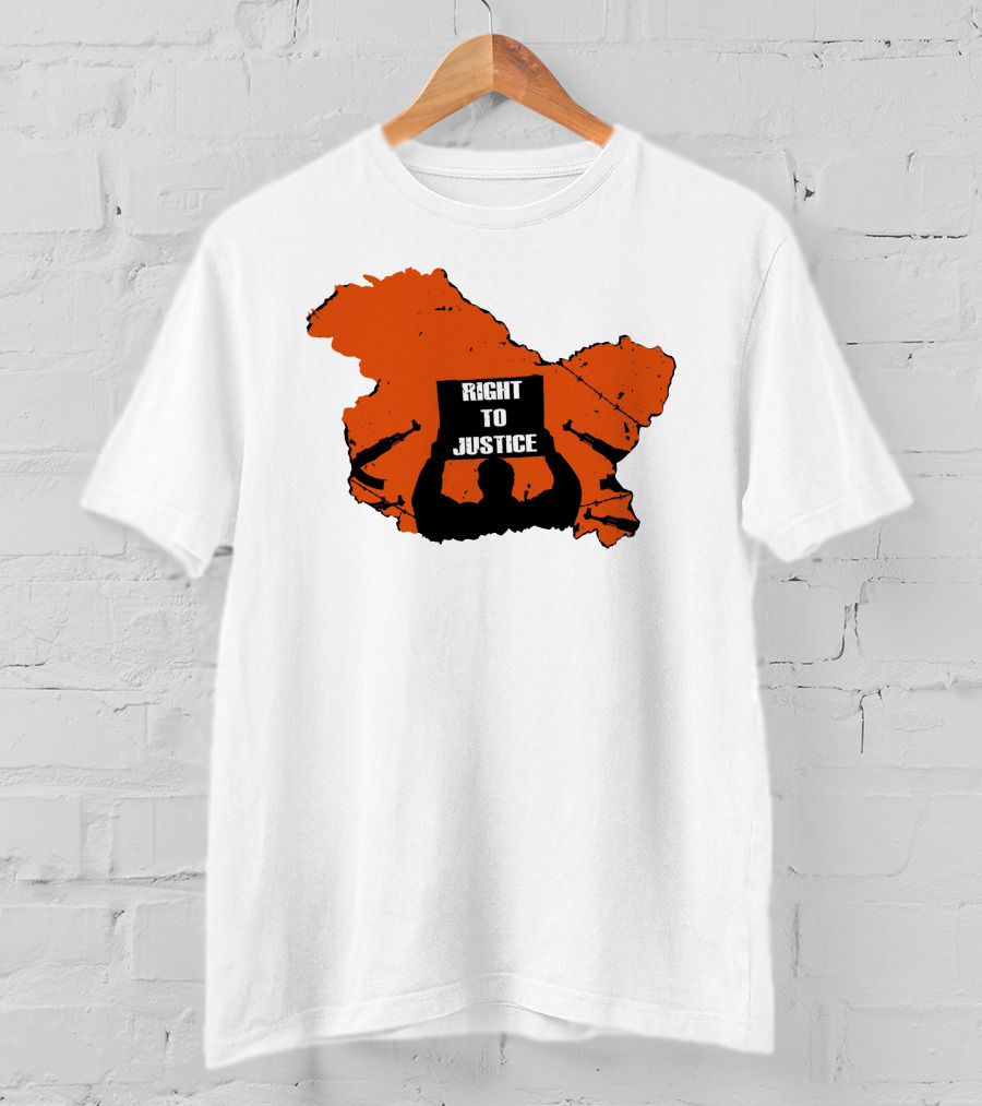 Right To Justice Protest Silhouette Inside Orange Map Shape T-Shirt