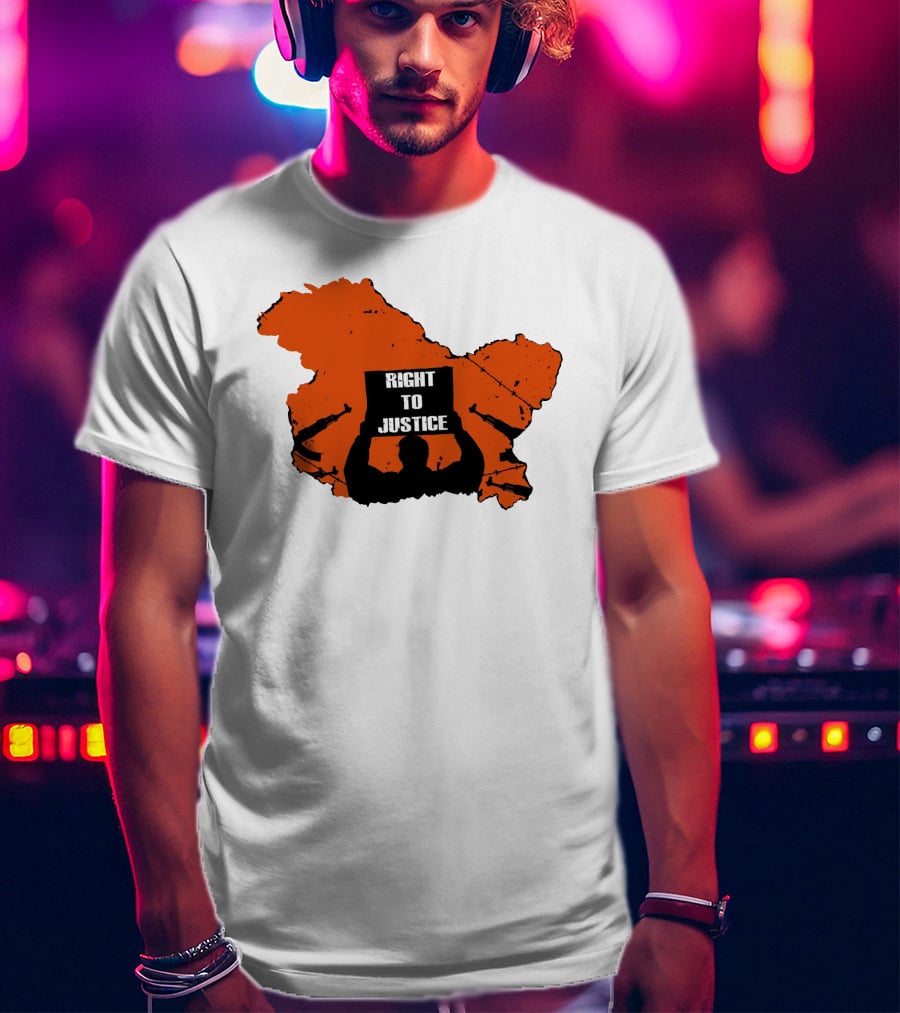 Right To Justice Protest Silhouette Inside Orange Map Shape T-Shirt