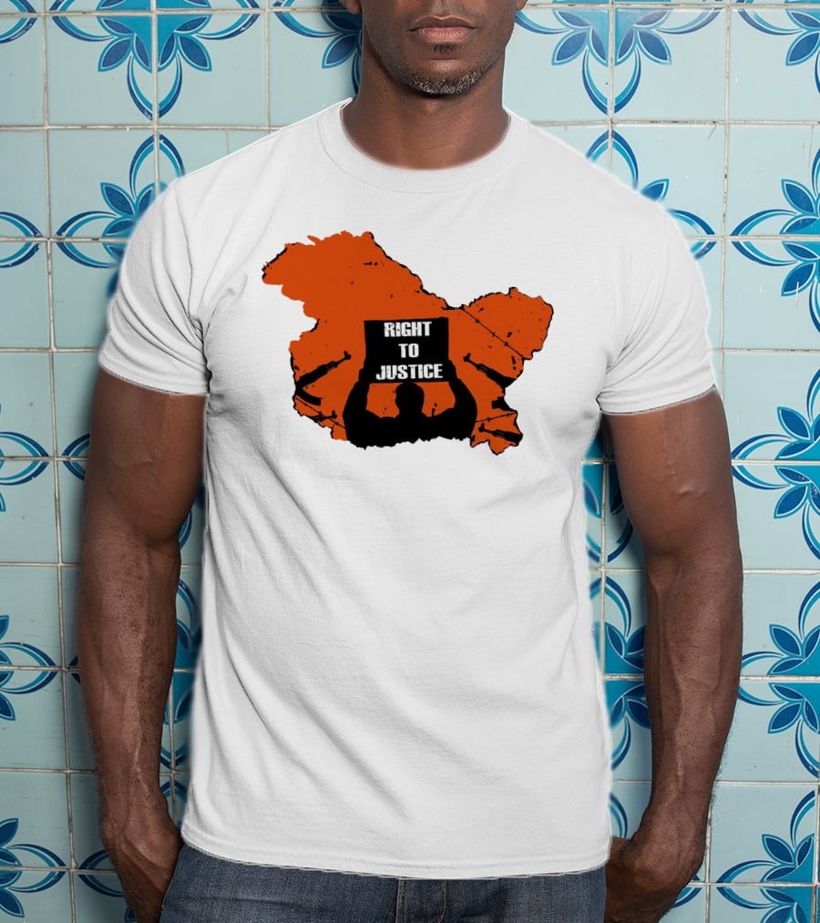 Right To Justice Protest Silhouette Inside Orange Map Shape T-Shirt