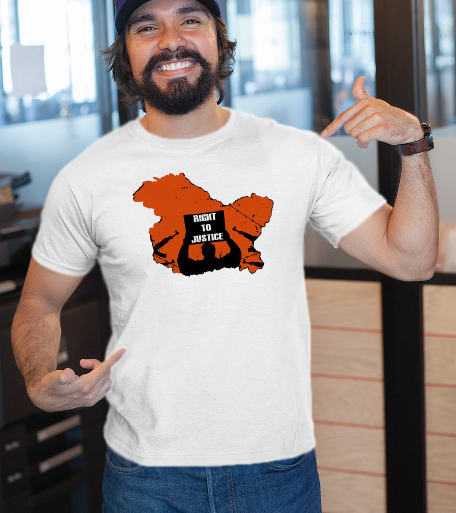 Right To Justice Protest Silhouette Inside Orange Map Shape T-Shirt