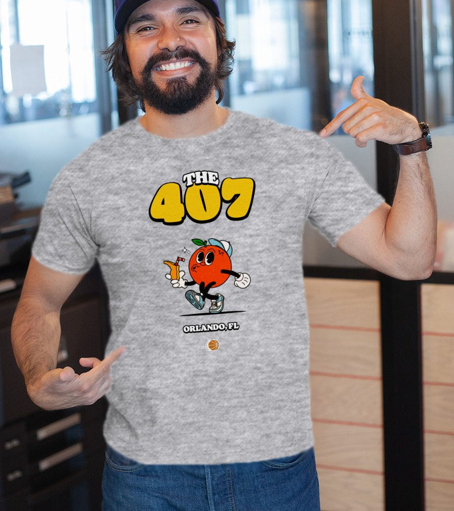 THE 407 Orlando FL Basketball Orange Character T-Shirt