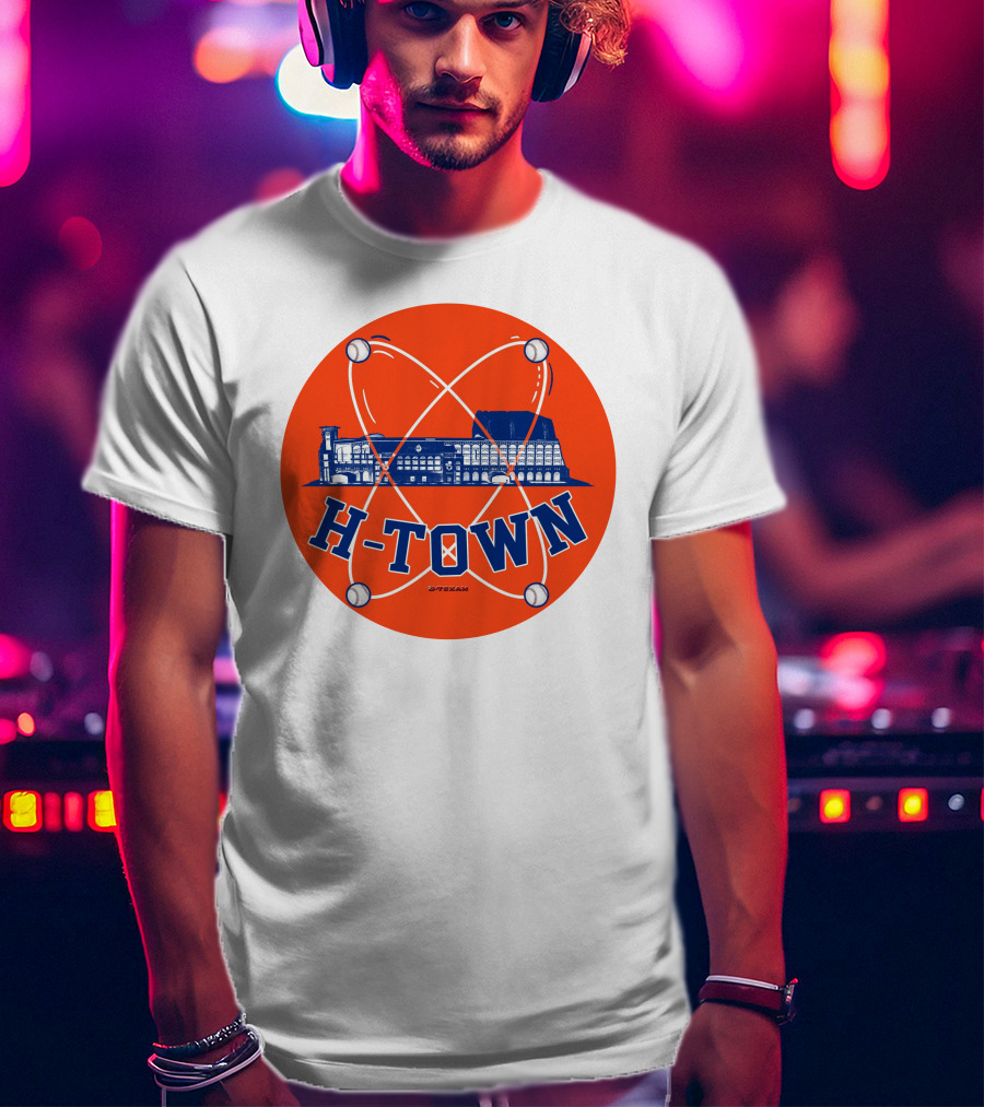 H-Town D-Texan Baseball Landmark Iconography T-Shirt