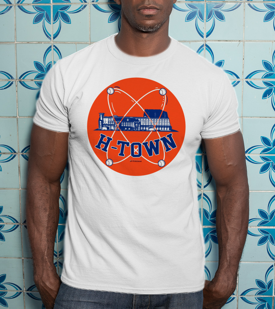 H-Town D-Texan Baseball Landmark Iconography T-Shirt