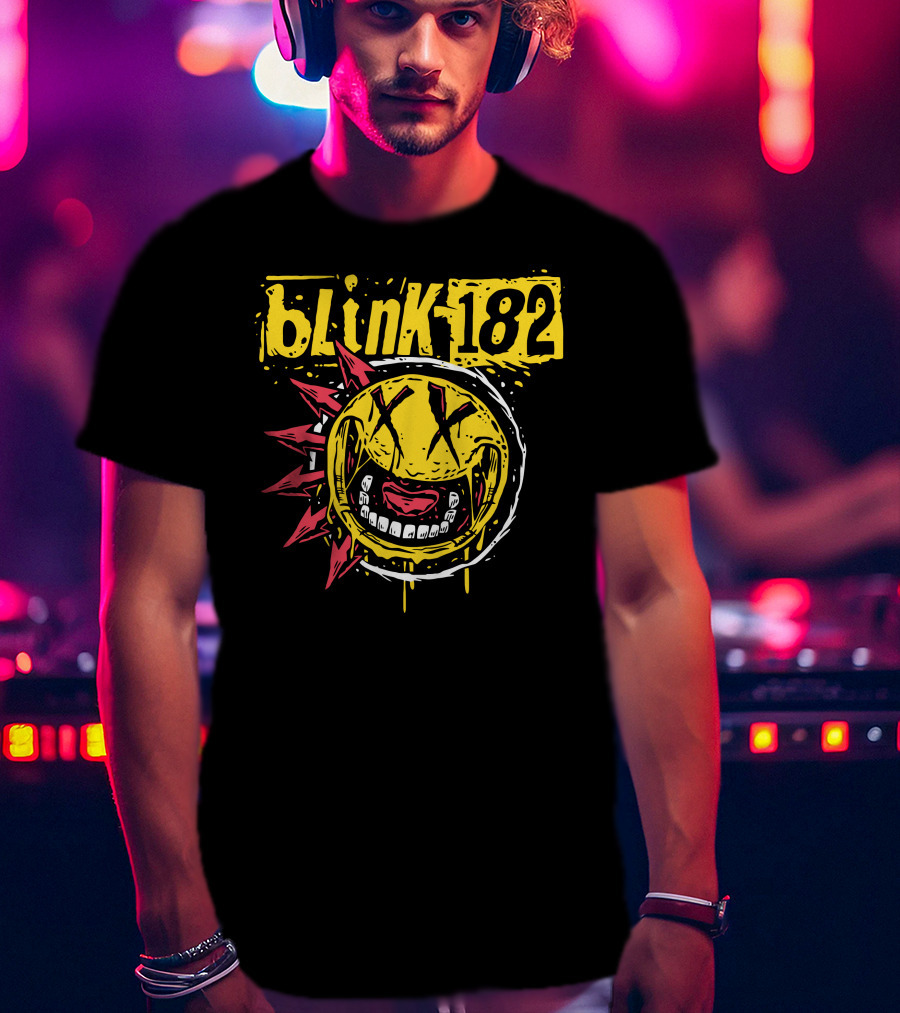 Blink182 Punk Smiley Distressed Face T-Shirt