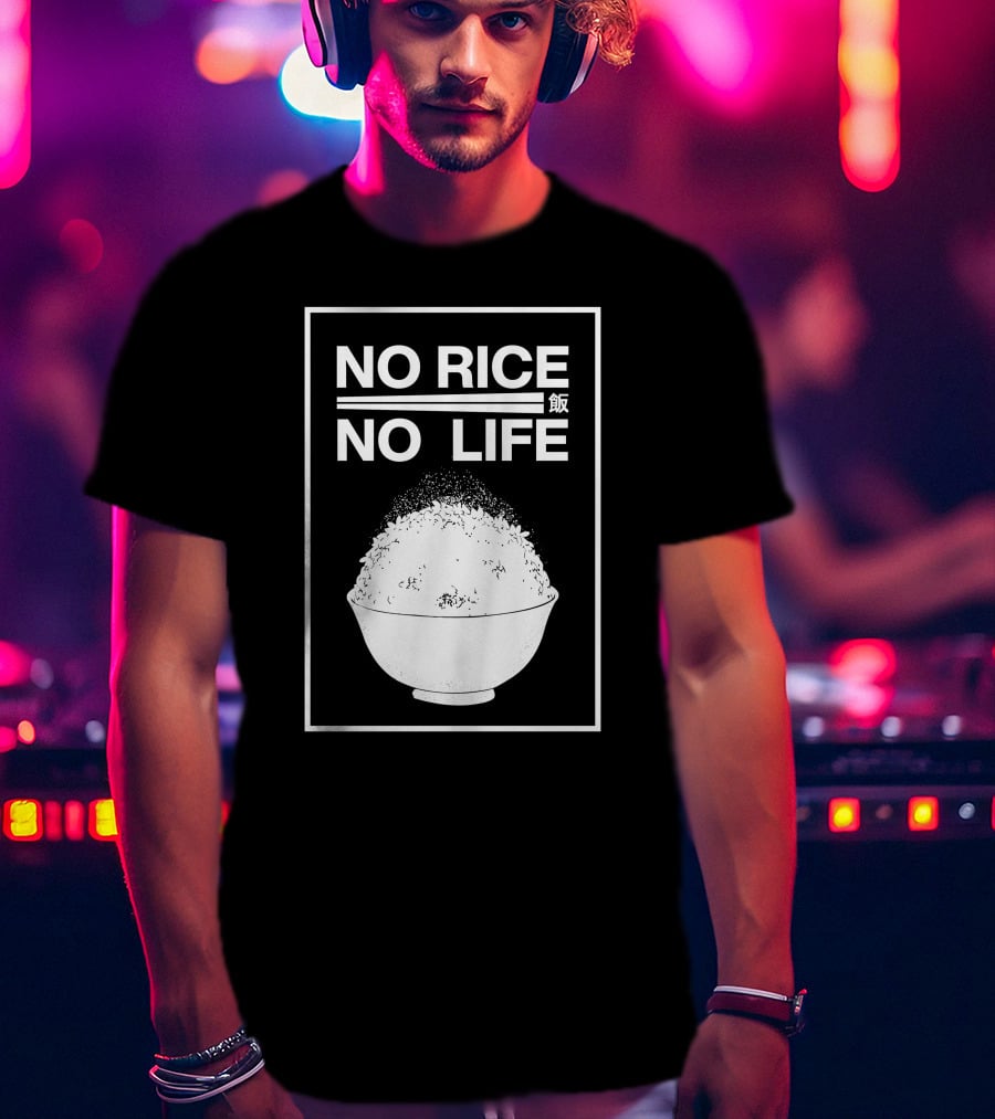 No Rice No Life Kanji Bowl T-Shirt
