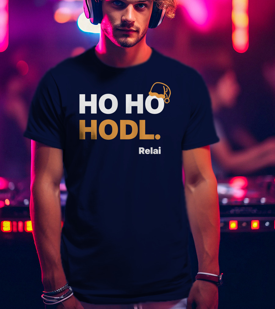 Ho Ho Hodl Relai Christmas Santa Hat Bitcoin T-Shirt