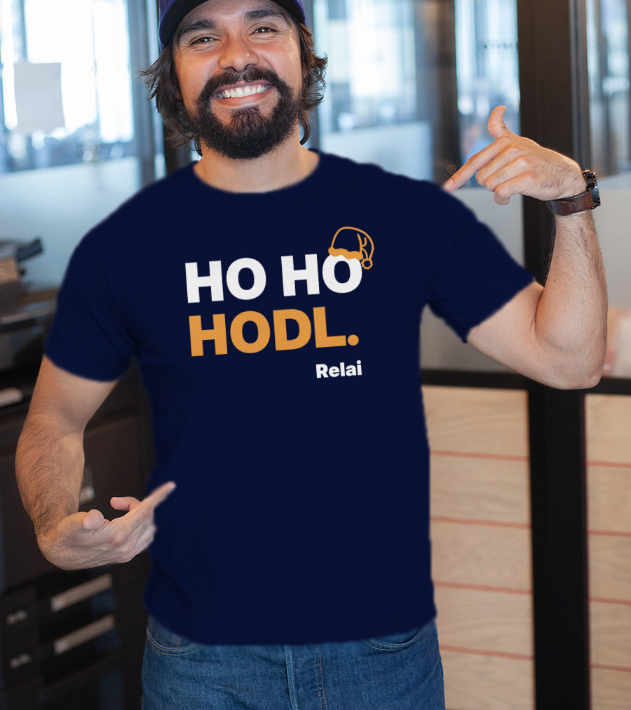 Ho Ho Hodl Relai Christmas Santa Hat Bitcoin T-Shirt