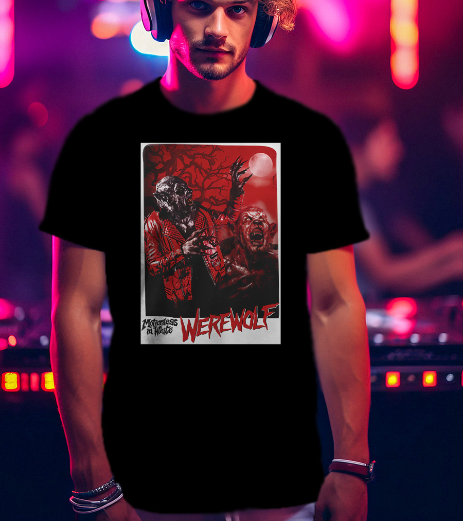 Motionless In White Werewolf Colortest Lurking In The Dark Red Moon Horror Scene T-Shirt