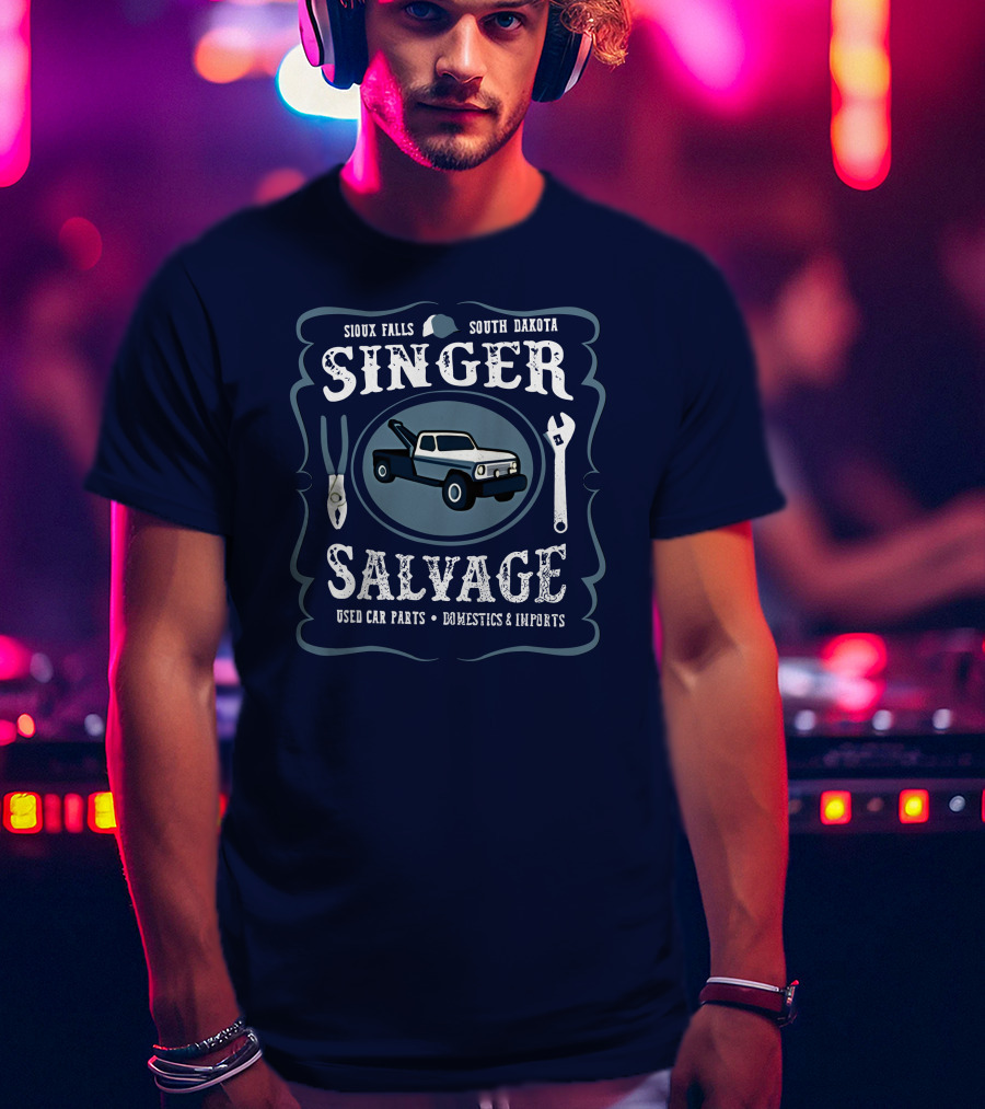 Sioux Falls South Dakota Singer Salvage Used Car Parts Domestics Imports T-Shirt