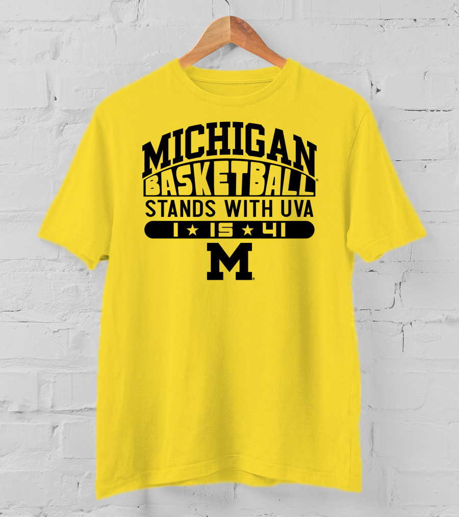 Michigan Basketball Stands With Uva 1 15 41 M T-Shirt