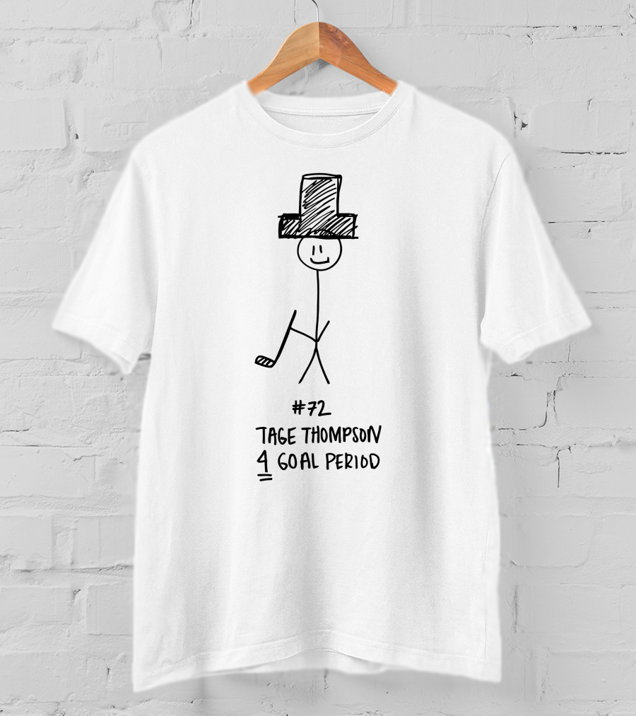 72 Tage Thompson 4 Goal Period Stick Figure Hockey Hat Trick T-Shirt