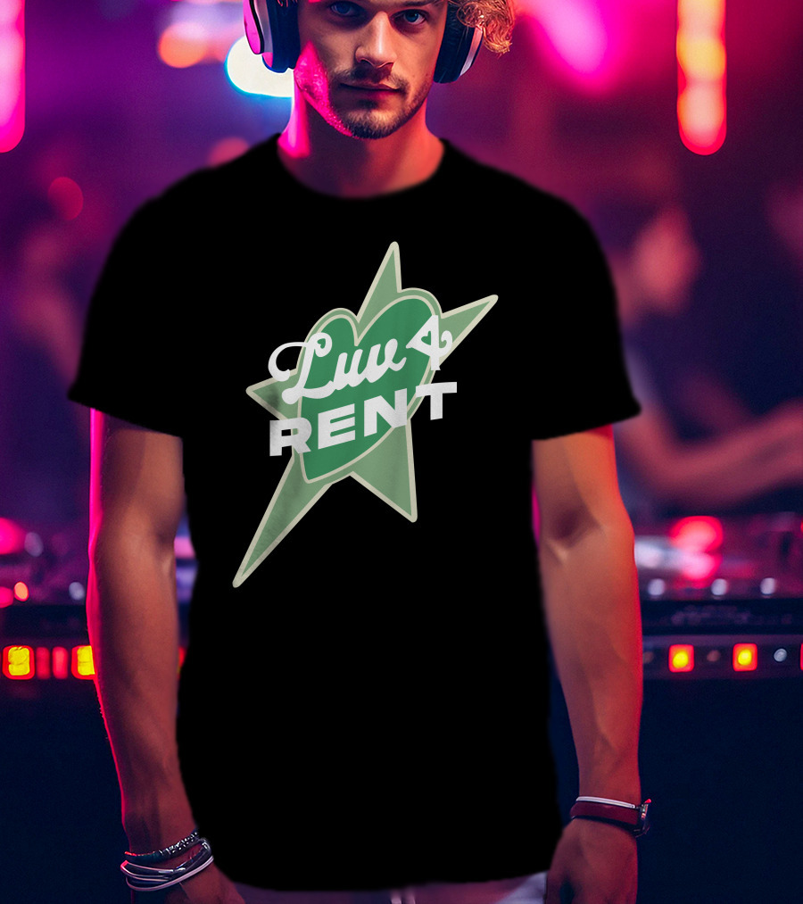 Luv 4 Rent Green Heart With Starburst Background T-Shirt