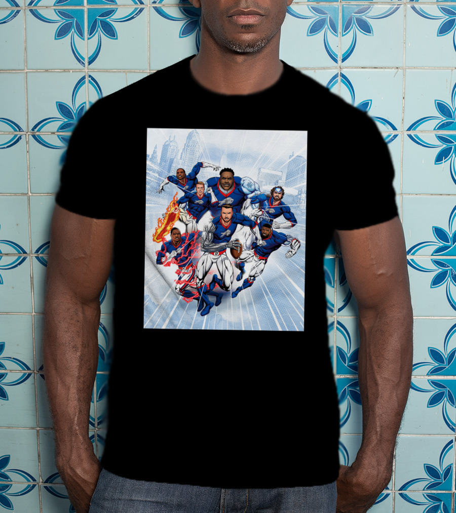 Buffalo Bills Super Hero Team Comic T-Shirt