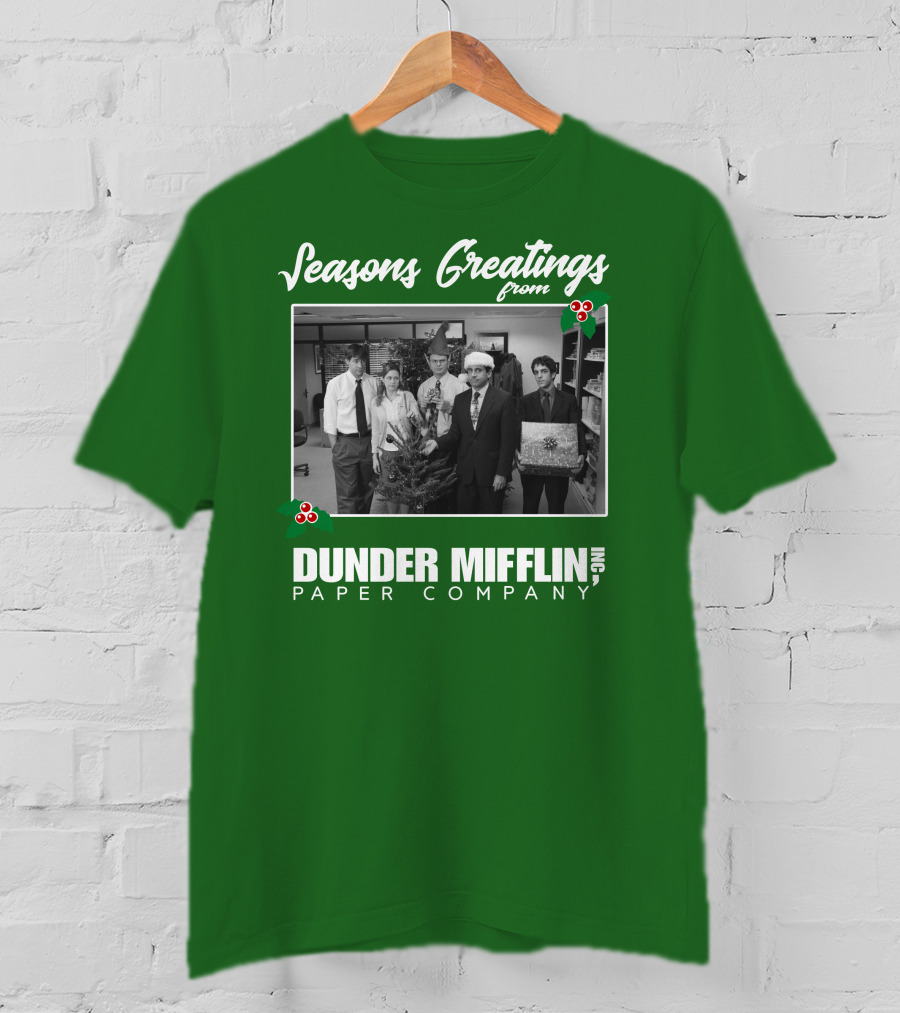 Seasons Greetings From Dunder Mifflin Paper Company Holiday Photo T-Shirt