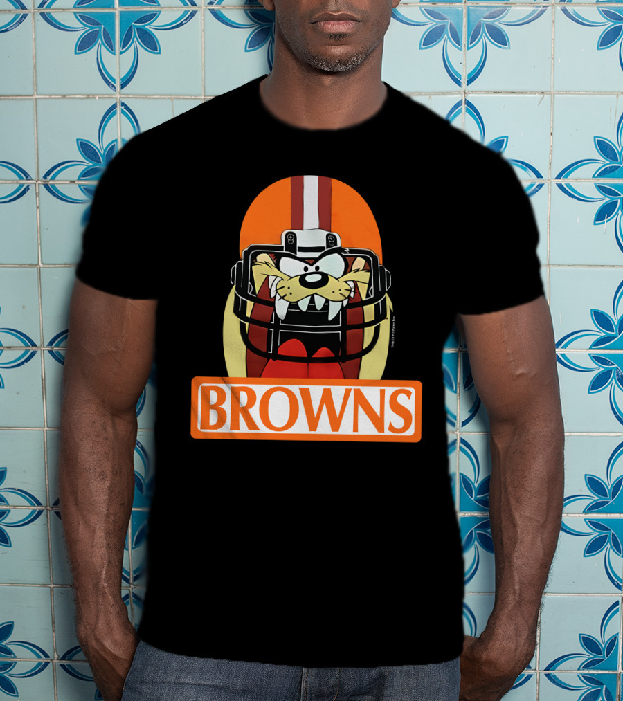 Cleveland Browns Tazmanian Devil Browns Football Helmet T-Shirt