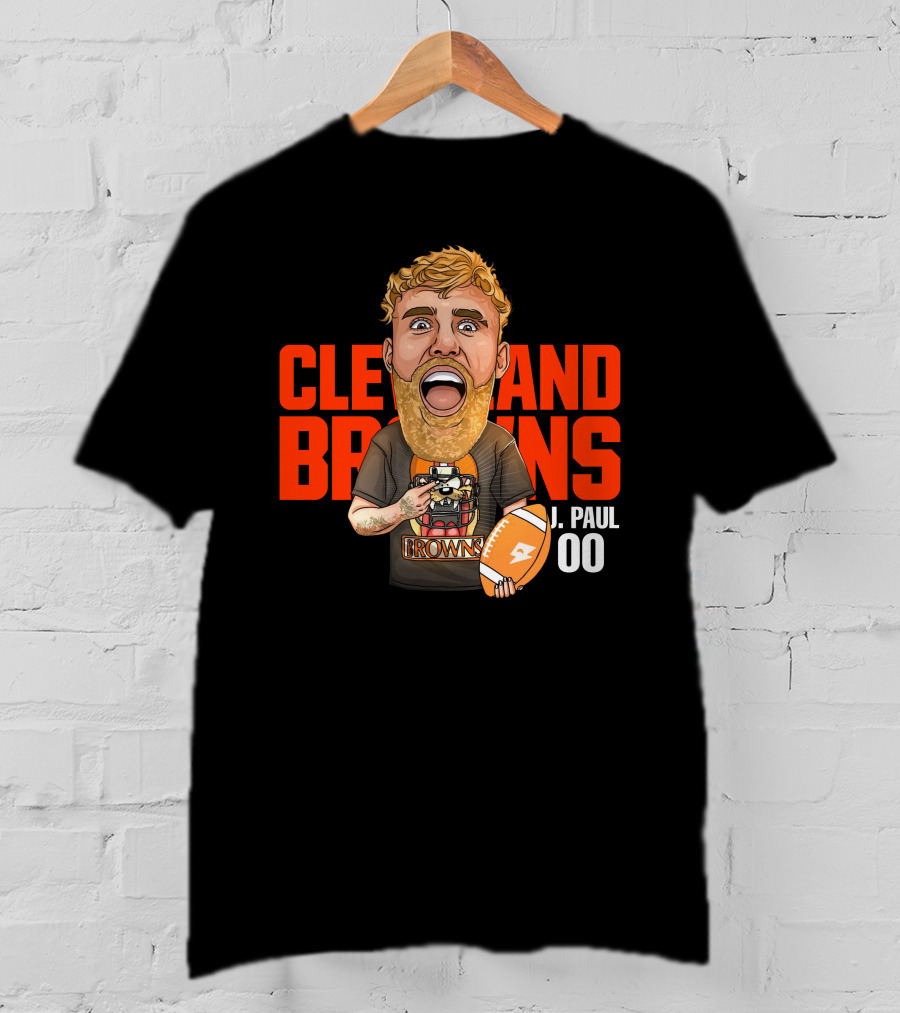 Cleveland Browns J. Paul 00 Football Illustration - Agha Noor T-Shirt