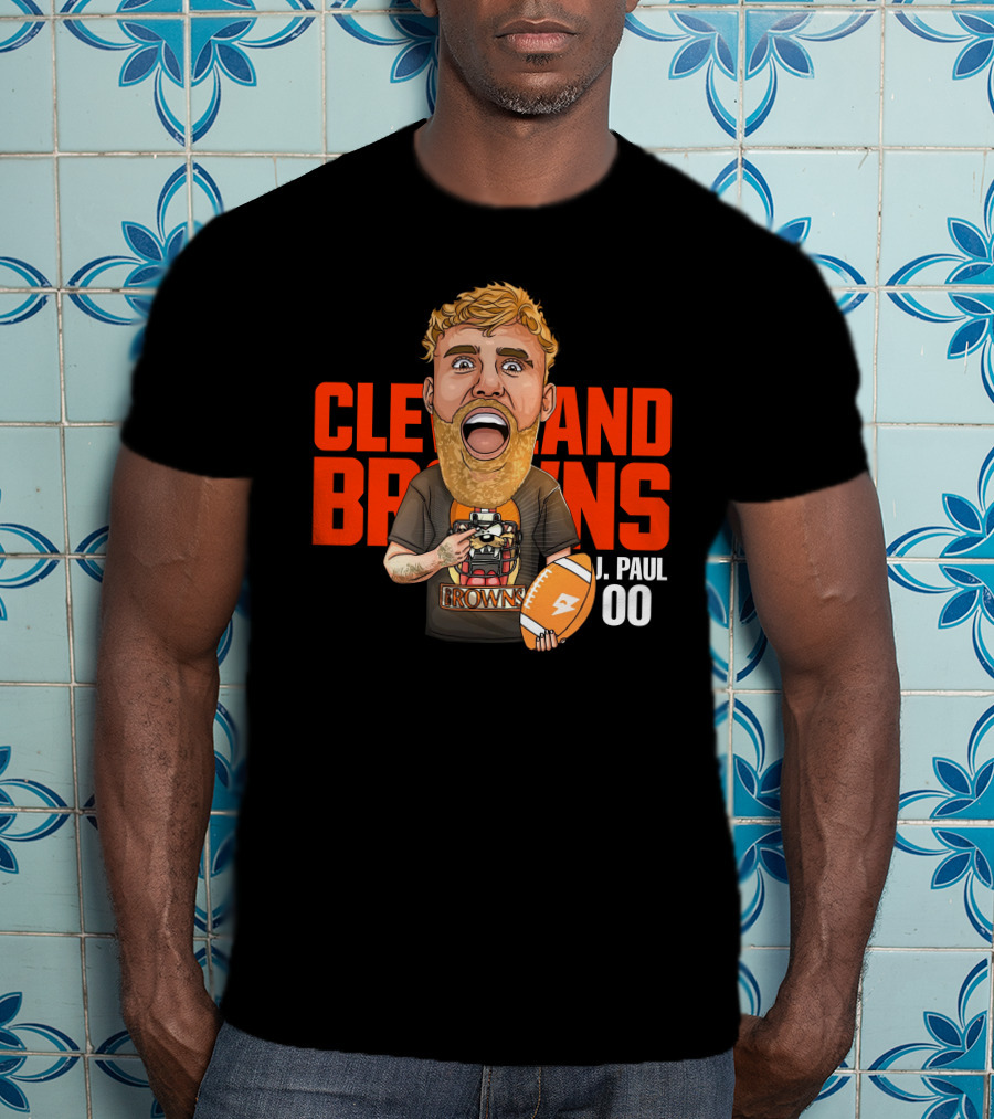 Cleveland Browns J. Paul 00 Football Illustration - Agha Noor T-Shirt