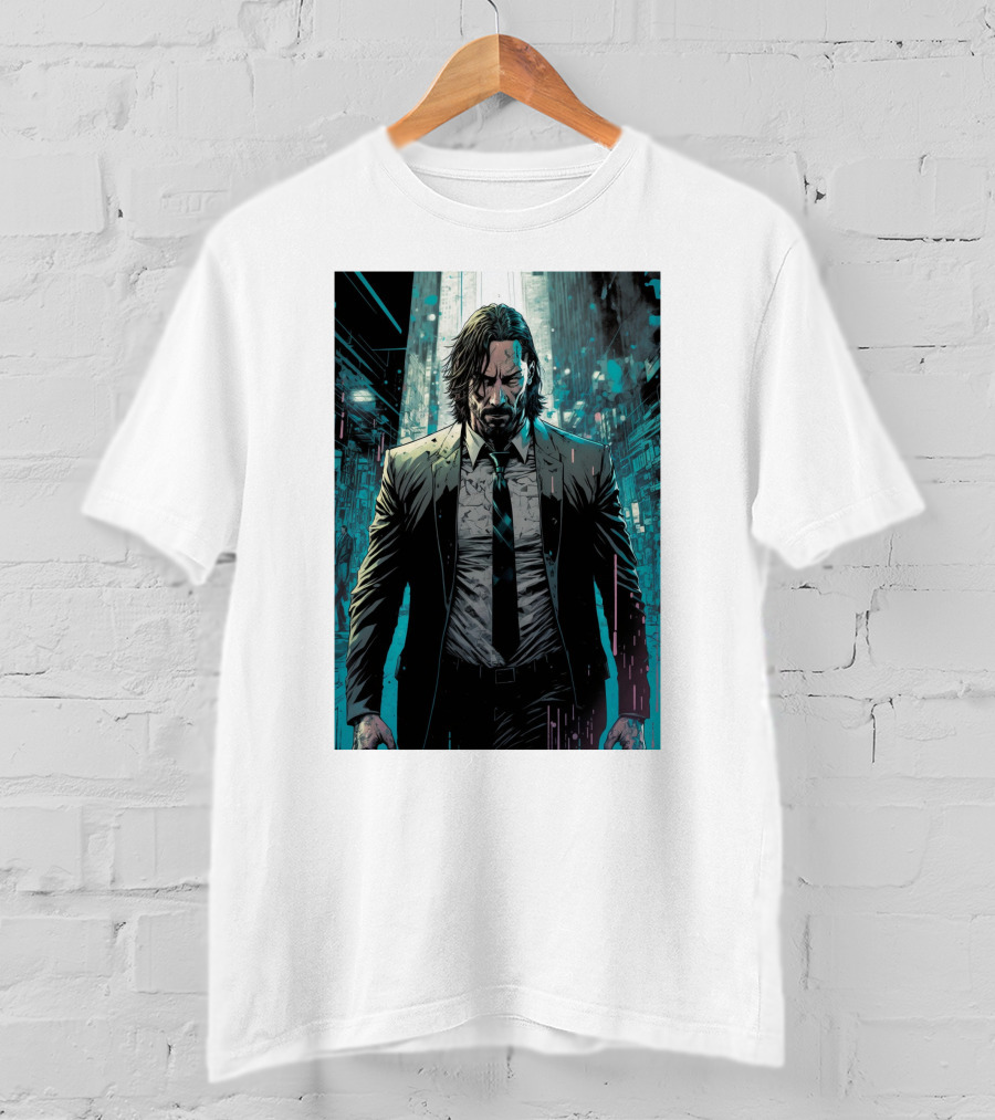 John Wick Comic Style Noir Scene T-Shirt