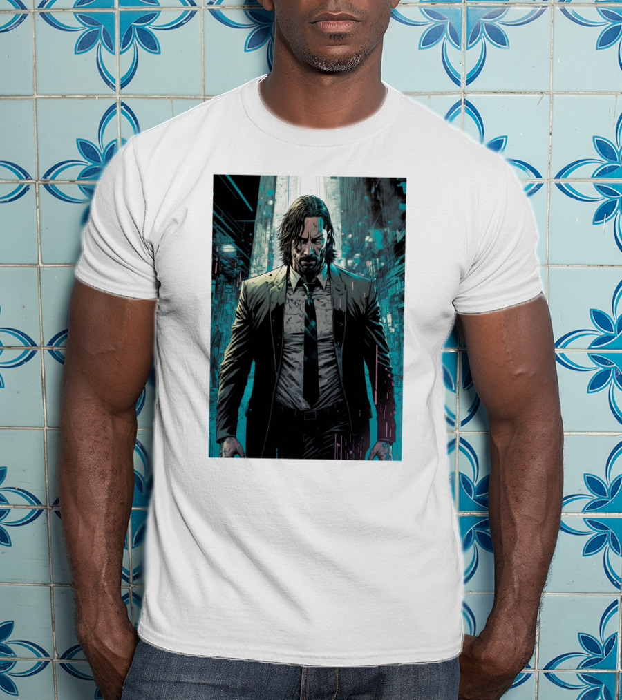 John Wick Comic Style Noir Scene T-Shirt