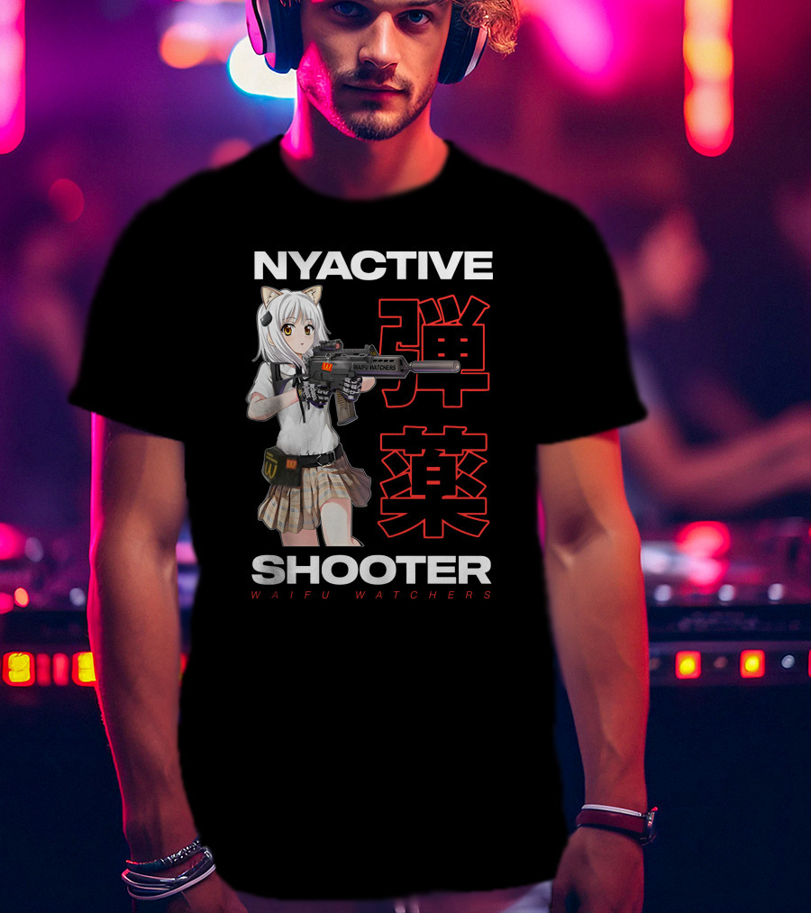 NYACTIVE Shooter Waifu Watchers Anime T-Shirt