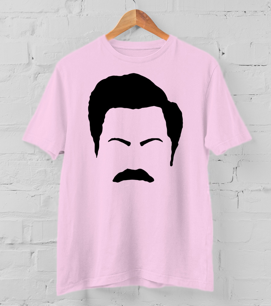 Ron Swanson Mustache Face Silhouette Parks And Recreation T-Shirt