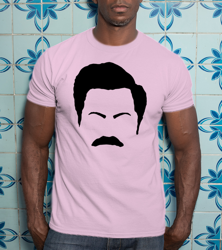 Ron Swanson Mustache Face Silhouette Parks And Recreation T-Shirt