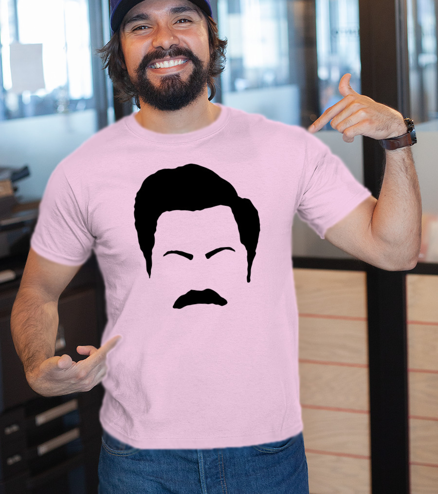 Ron Swanson Mustache Face Silhouette Parks And Recreation T-Shirt