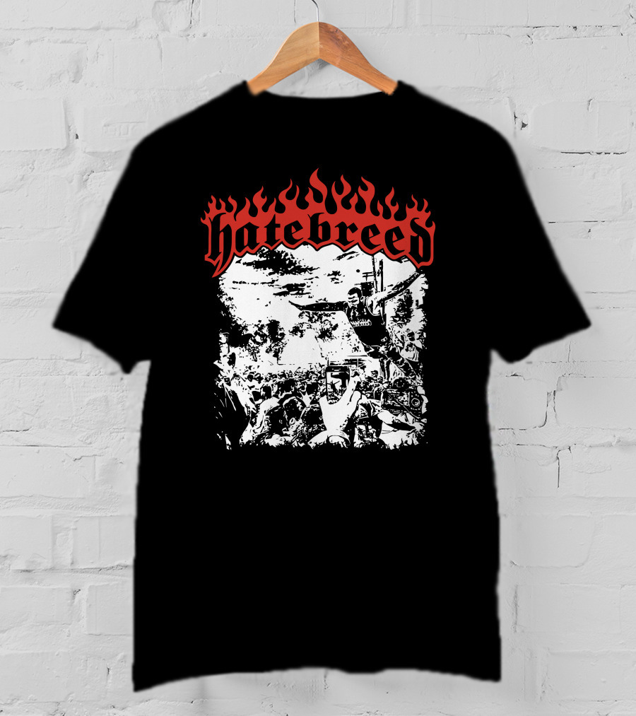 Hatebreed Flaming Logo Brody Dive Concert Crowd Scene T-Shirt