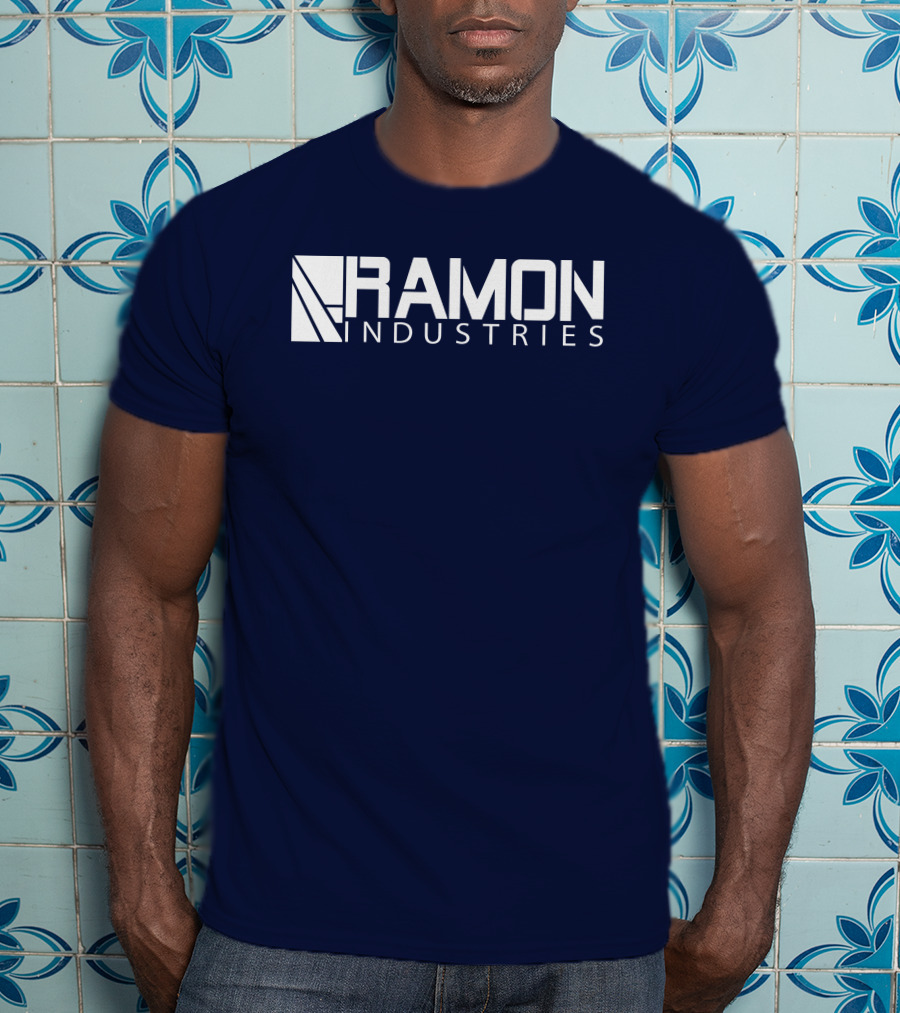 RAMON INDUSTRIES Logo Navy Blue Background T-Shirt