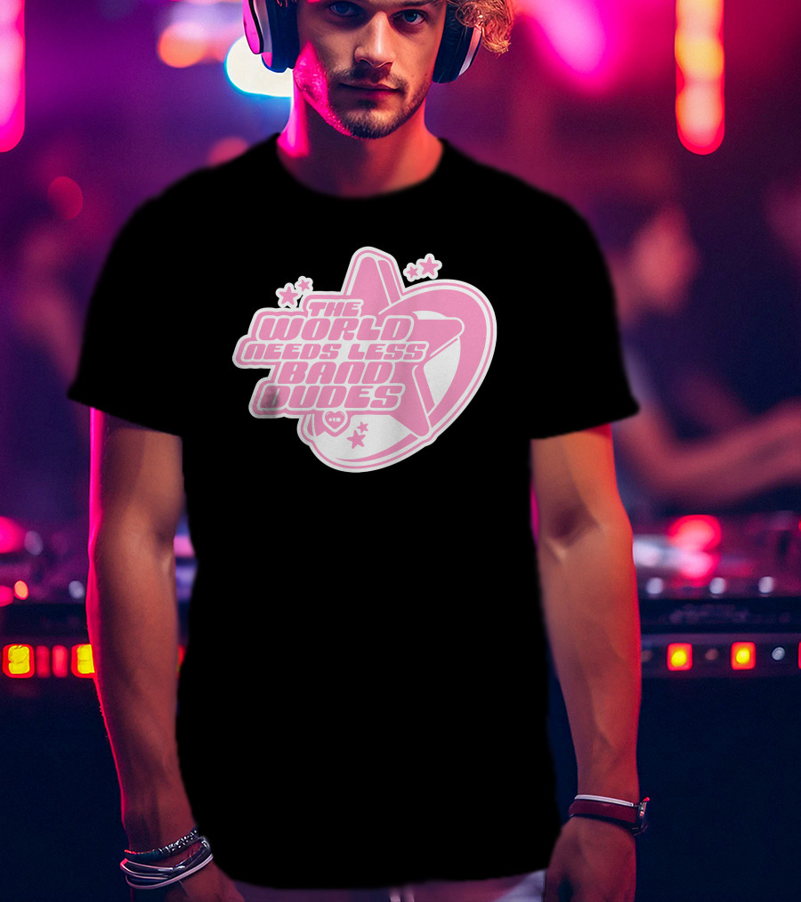 The World Needs Less Band Dudes Star Heart Pink Graphics T-Shirt