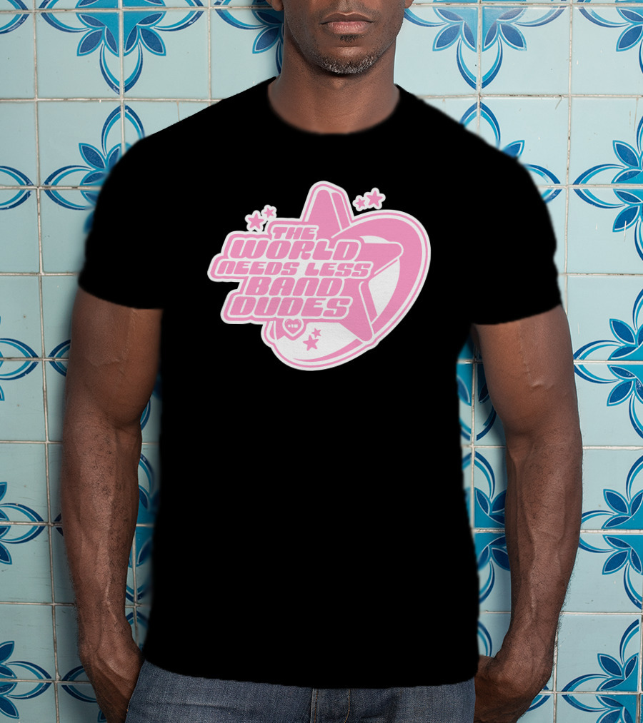 The World Needs Less Band Dudes Star Heart Pink Graphics T-Shirt