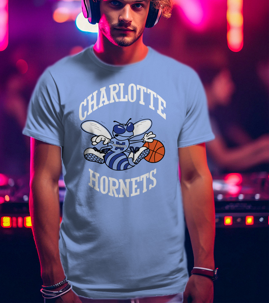 Charlotte Hornets Buzzing Basketball Mascot T-Shirt
