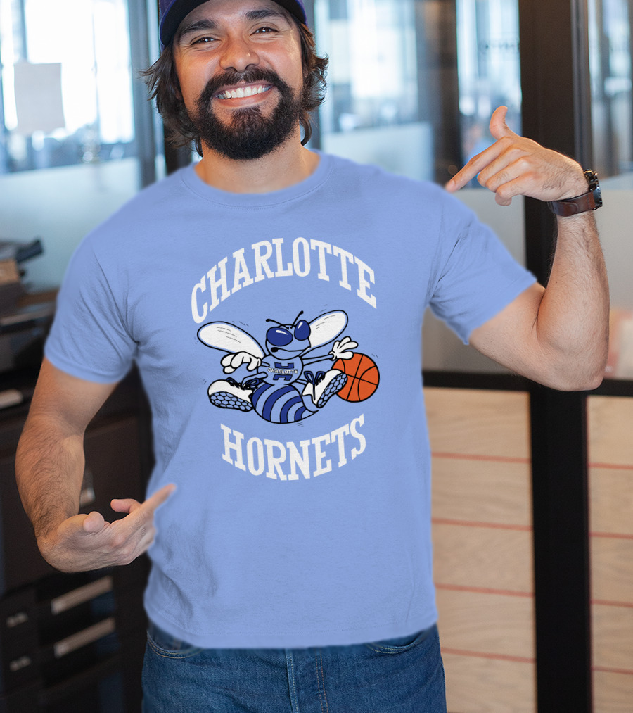 Charlotte Hornets Buzzing Basketball Mascot T-Shirt