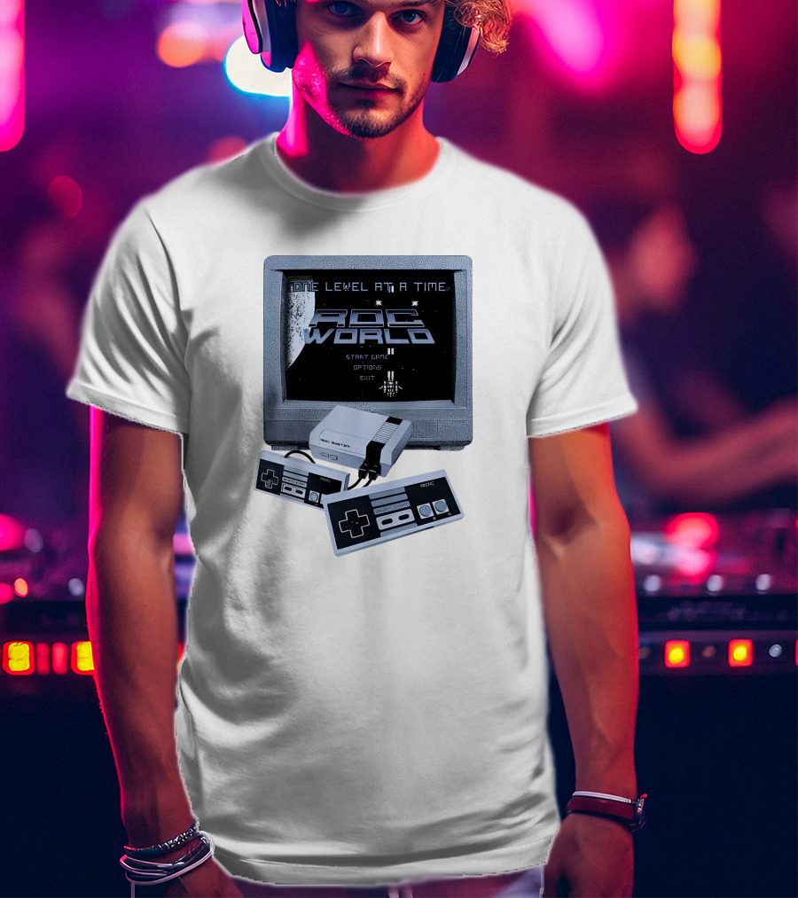 Rdc World NES One Level At A Time Retro Gaming Console And Controllers T-Shirt