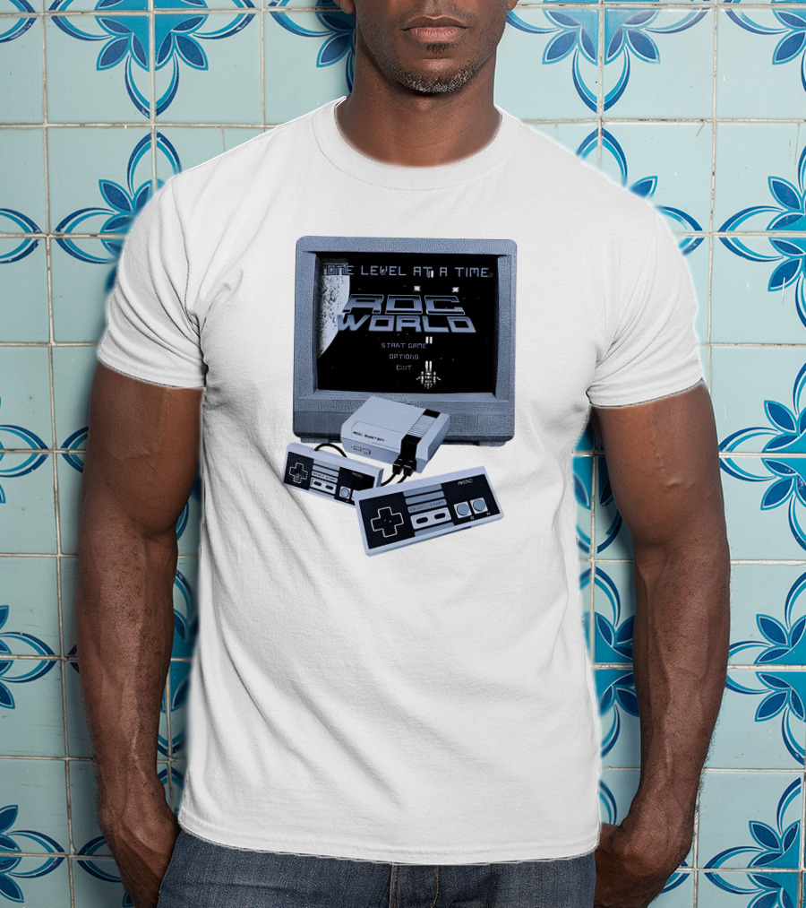 Rdc World NES One Level At A Time Retro Gaming Console And Controllers T-Shirt