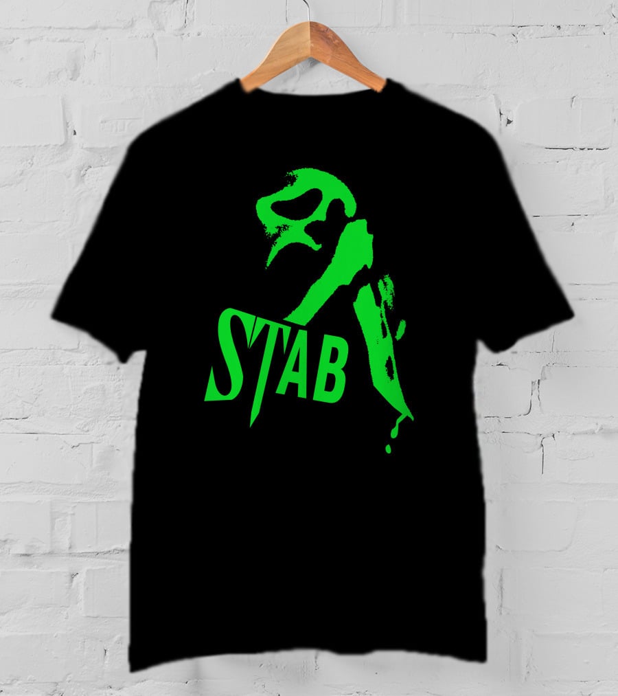 Ghostface Stab Green Mask Dripping Knife T-Shirt