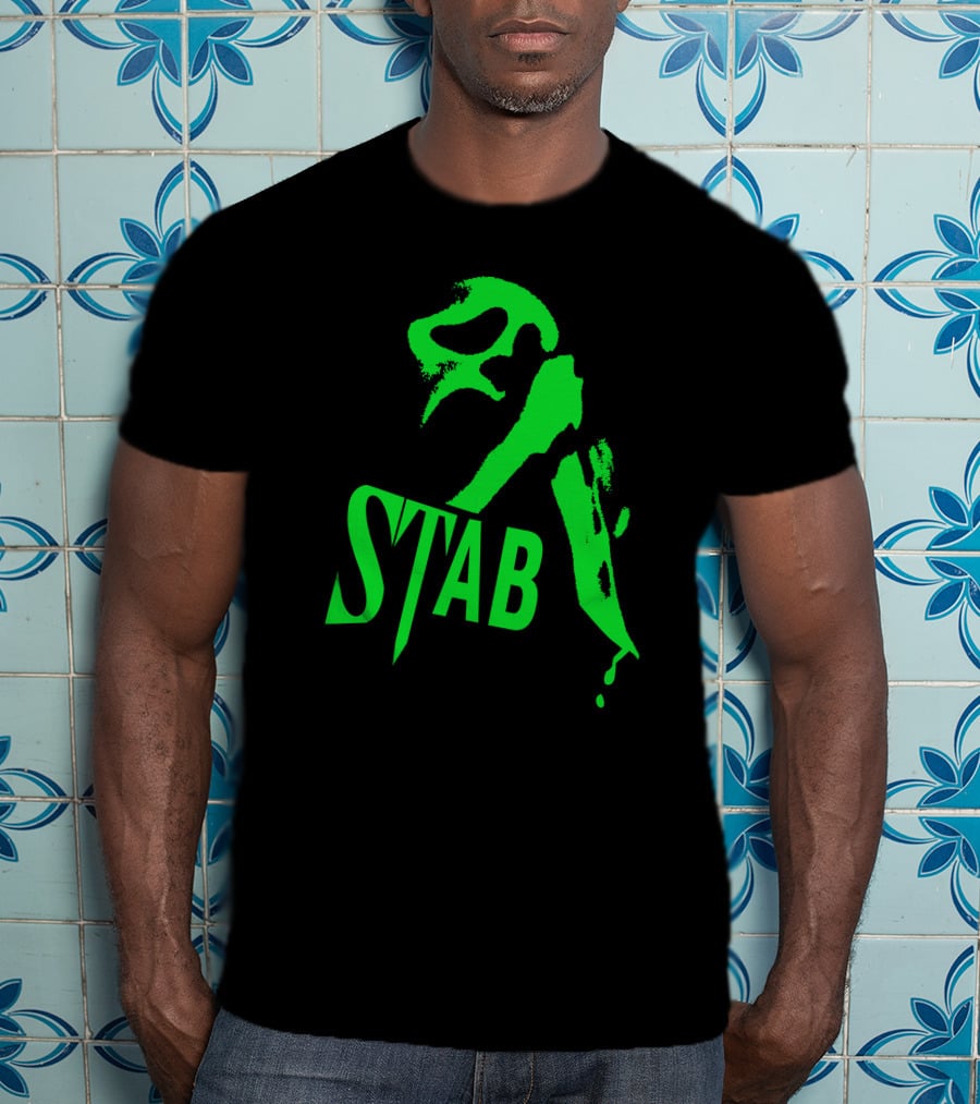 Ghostface Stab Green Mask Dripping Knife T-Shirt