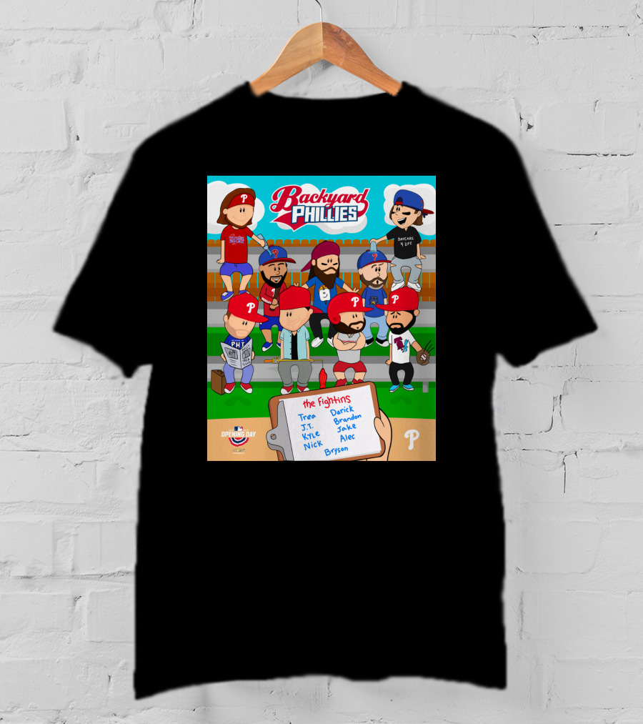 Backyard Phillies Opening Day Fightins Team Names Player Icons T-Shirt