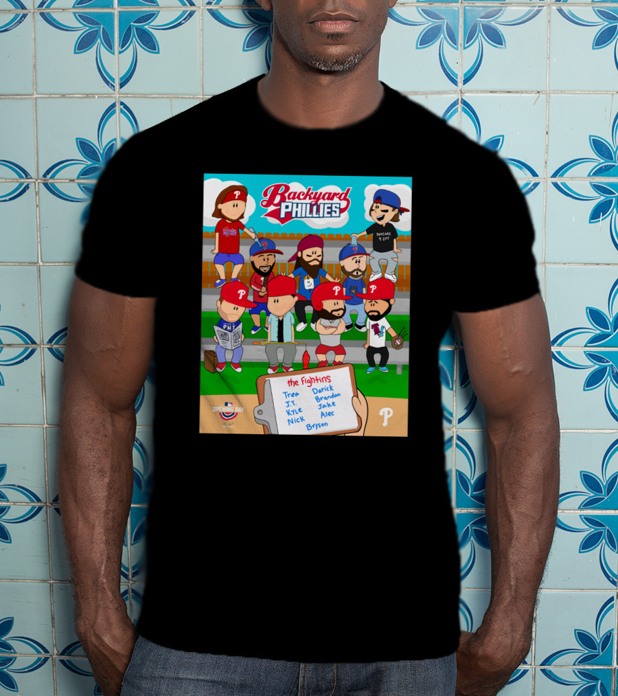 Backyard Phillies Opening Day Fightins Team Names Player Icons T-Shirt