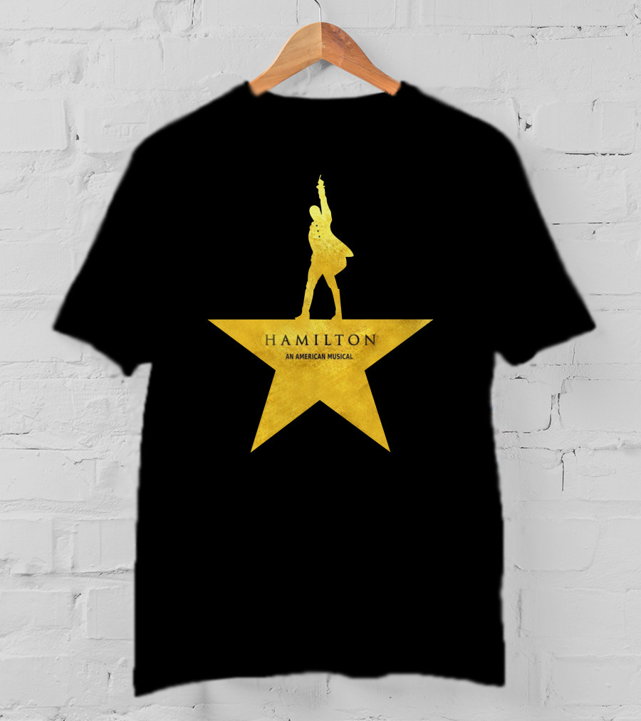 HAMILTON An American Musical Gold Star Icon Logo Standing Figure T-Shirt