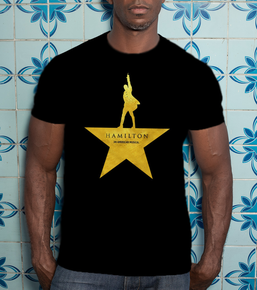 HAMILTON An American Musical Gold Star Icon Logo Standing Figure T-Shirt