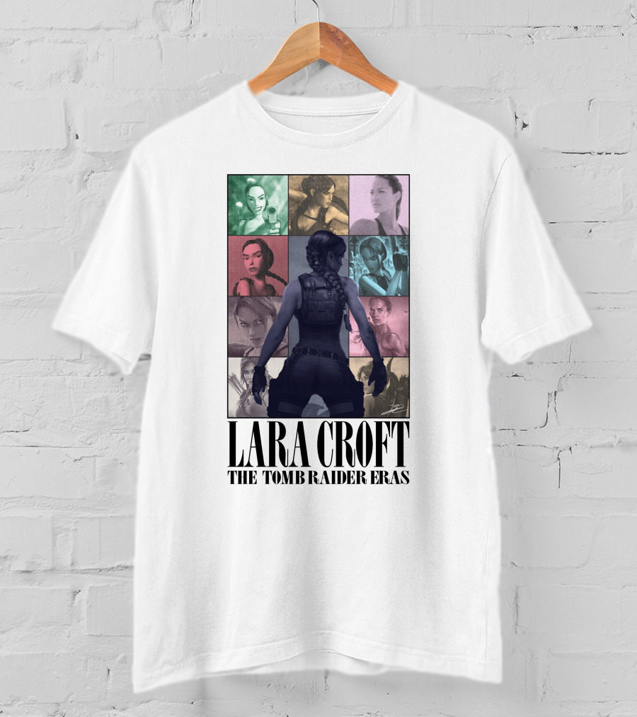Lara Croft Character Evolution Through The Tomb Raider Eras T-Shirt