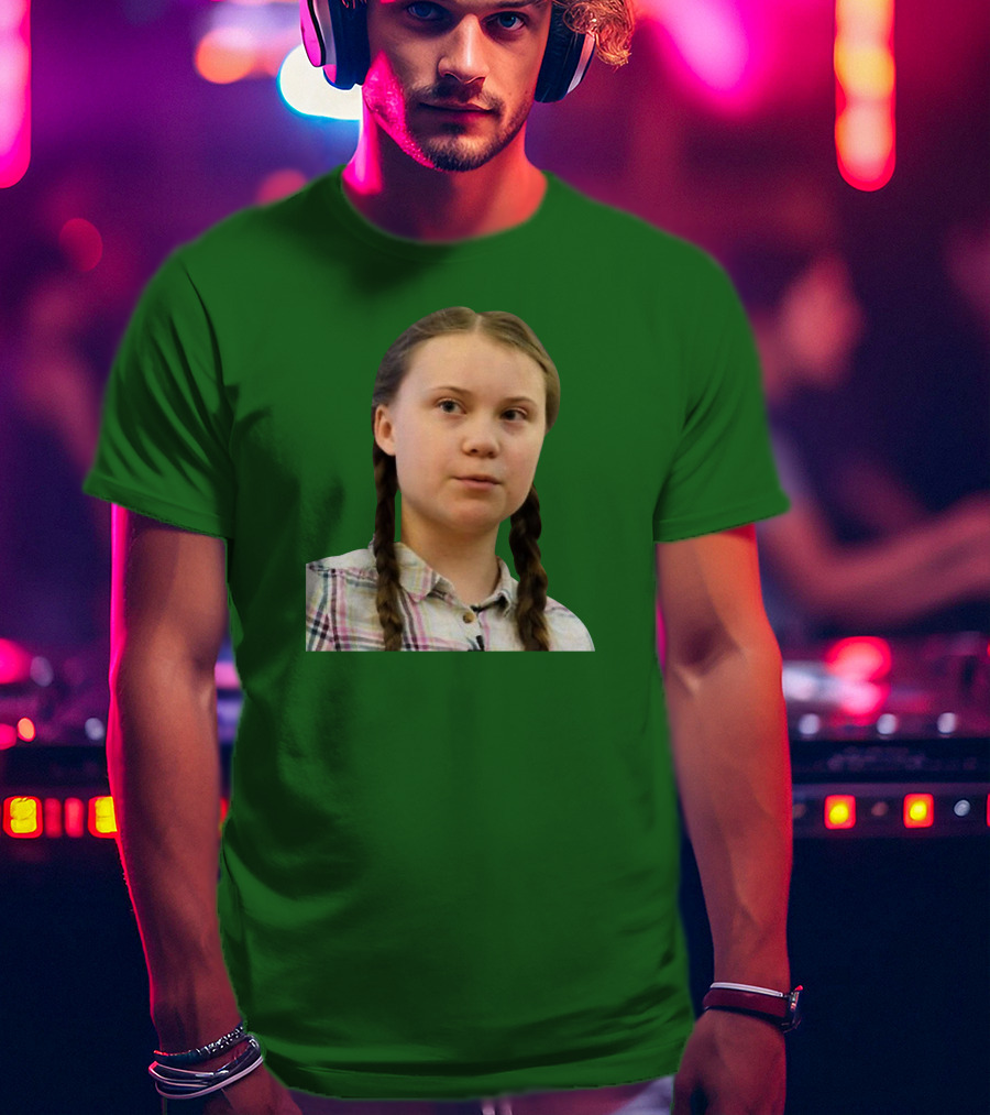 Greta’s Face Green Background T-Shirt