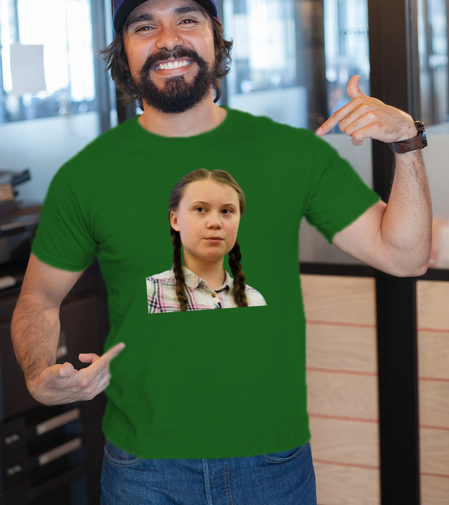 Greta’s Face Green Background T-Shirt
