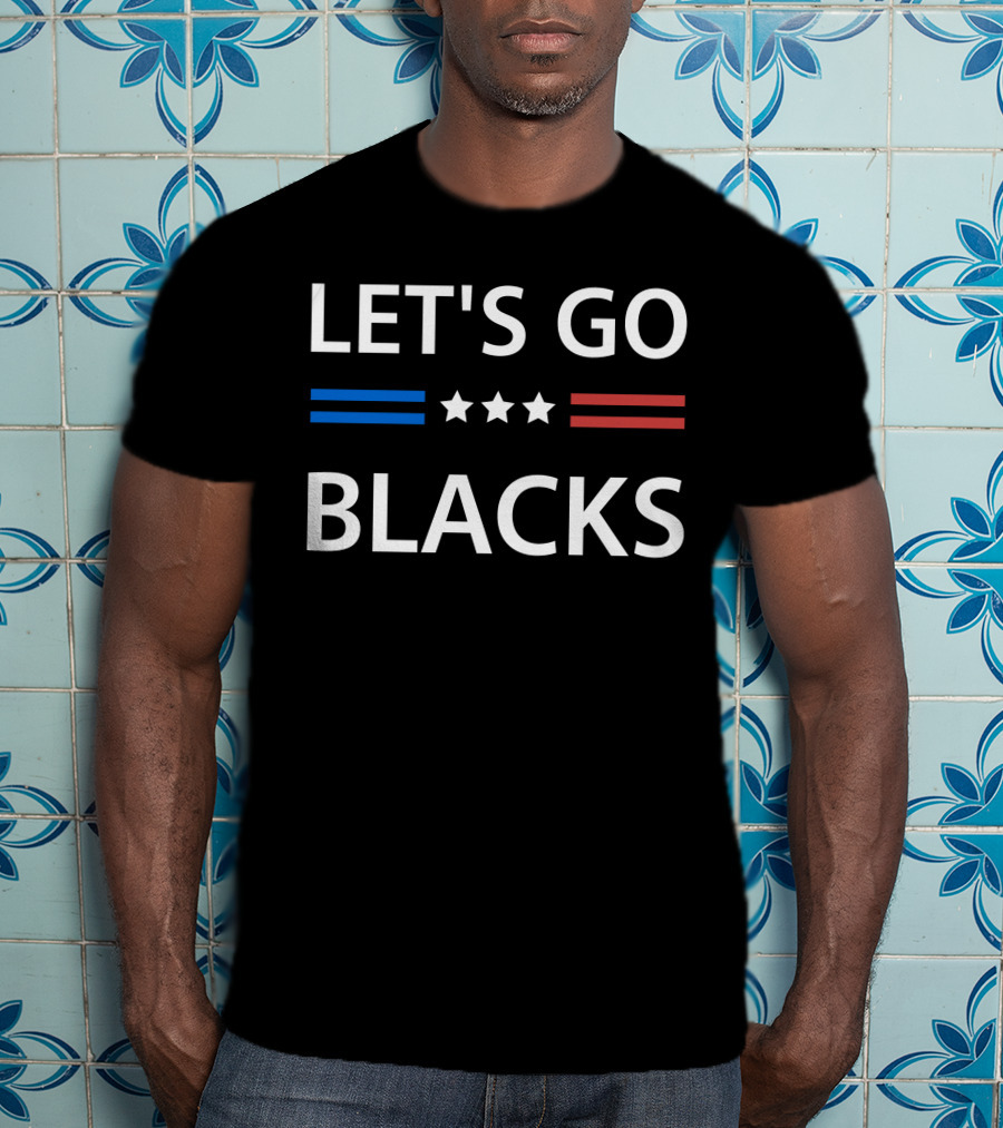 LET'S GO BLACKS Stars Blue Red Stripes T-Shirt