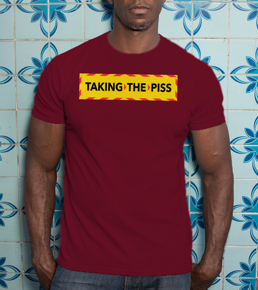 TAKING THE PISS Yellow Black Striped Warning Sign T-Shirt