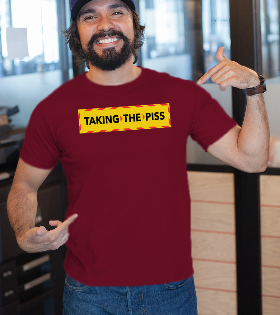 TAKING THE PISS Yellow Black Striped Warning Sign T-Shirt