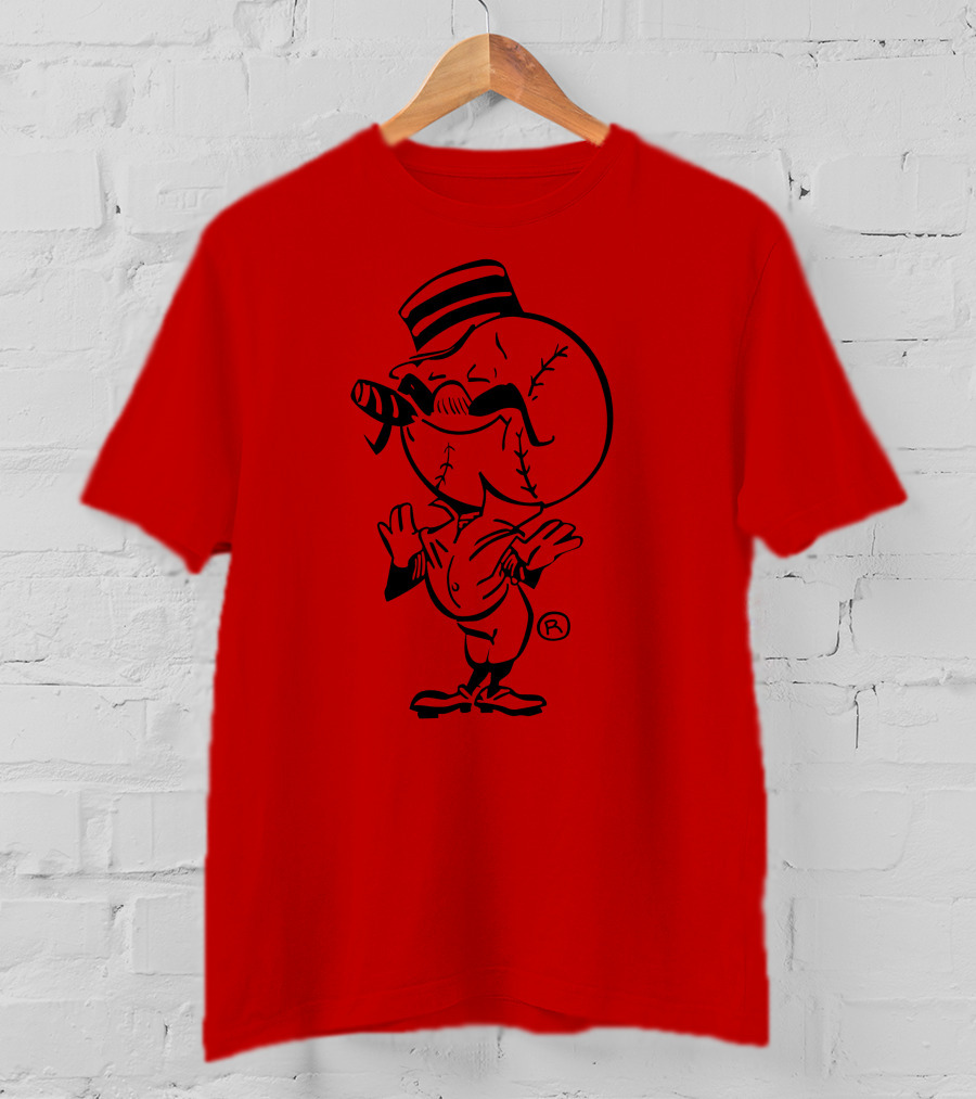 Cigar-Smoking Baseball Head Cartoon With Hat T-Shirt