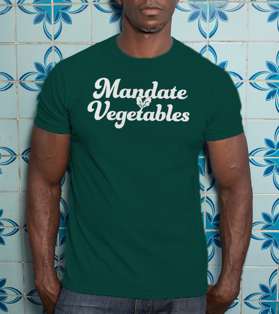 Mandate Vegetables Leafy Green Text T-Shirt
